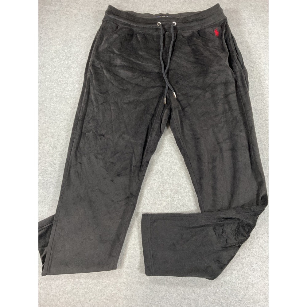 Polo Ralph Lauren Black Velour Sleepwear Lounge Pants Women Medium 2675